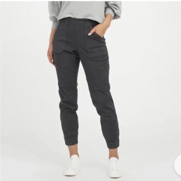 Spanx Stretch Twill Cargo Pull On Ankle Zip Jogger Gray- Size XS - Picture 1 of 7